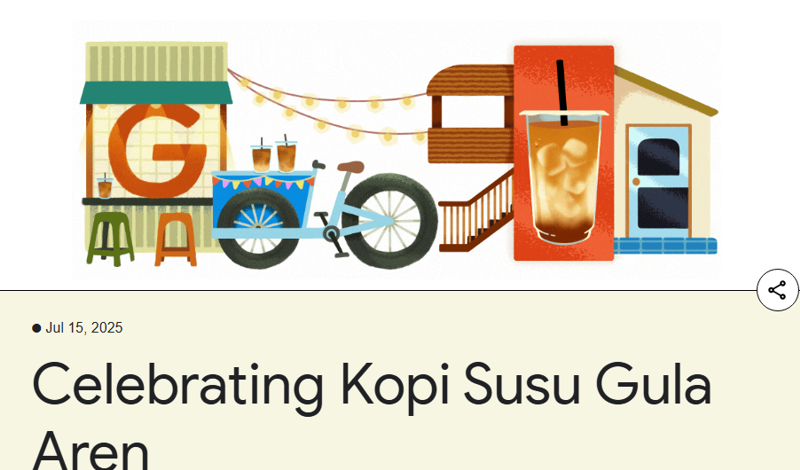 Kopi Susu Gula Aren Masuk Google Doodle Celebrating